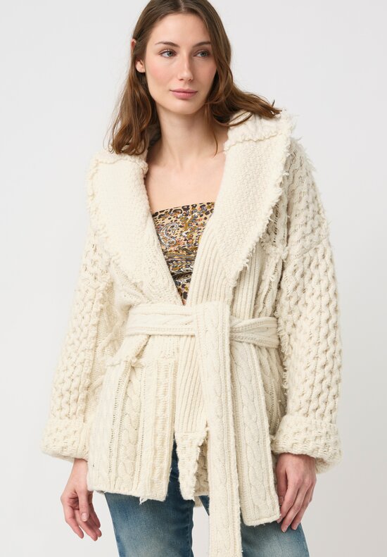 Alanui Jacquard Knit Patchwork Pulse Cardigan in Chalk White