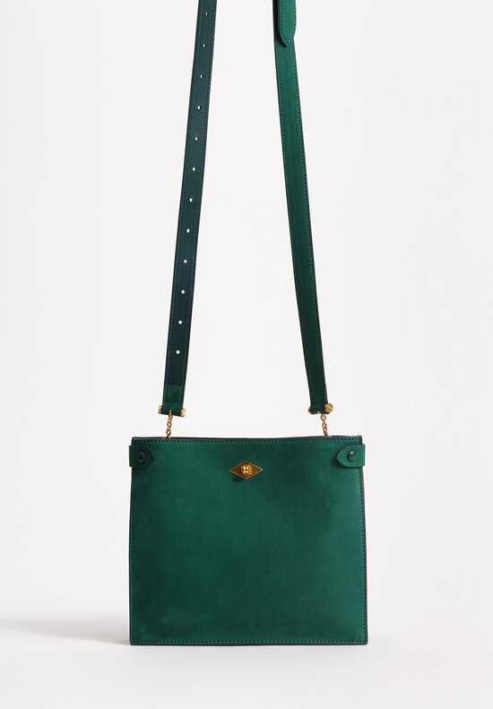 Métier Nubuck Leather Stowaway Crossbody Bag in Emerald Green