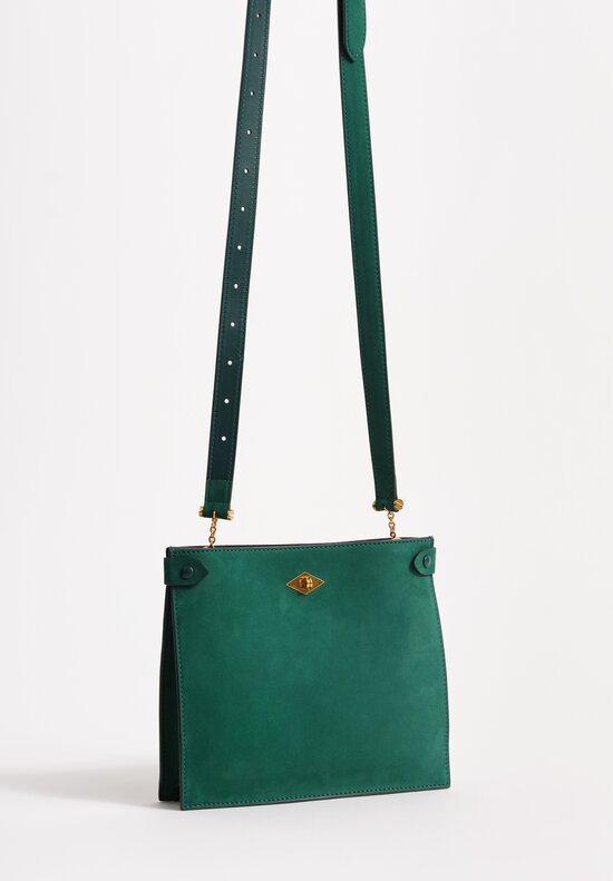 Métier Nubuck Leather Stowaway Crossbody Bag in Emerald Green
