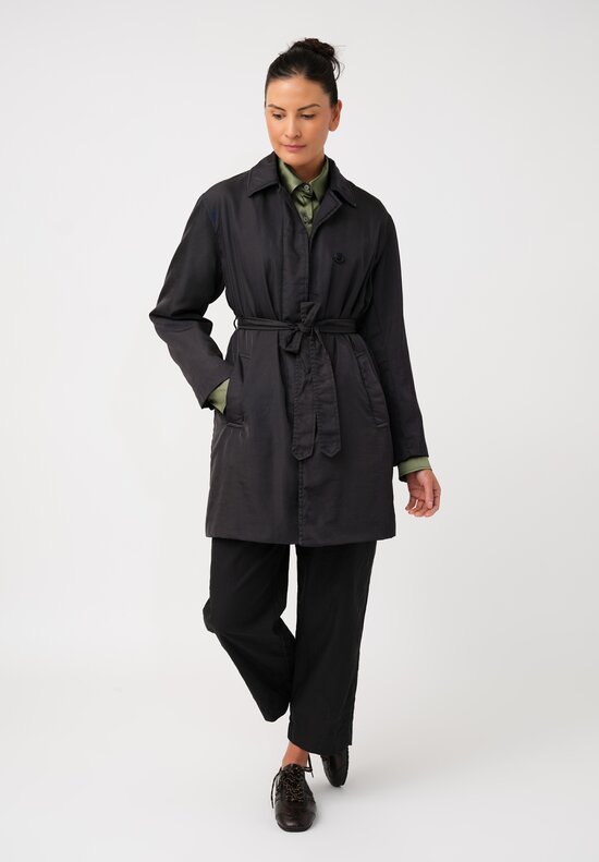 Dries Van Noten Twill Ramblasa Technical Trench Coat in Deep Petrol Blue