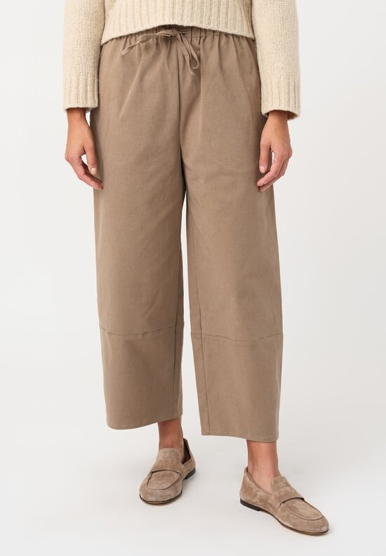 Asciari Stretch Cotton & Cashmere Emy Pants in Sand Brown