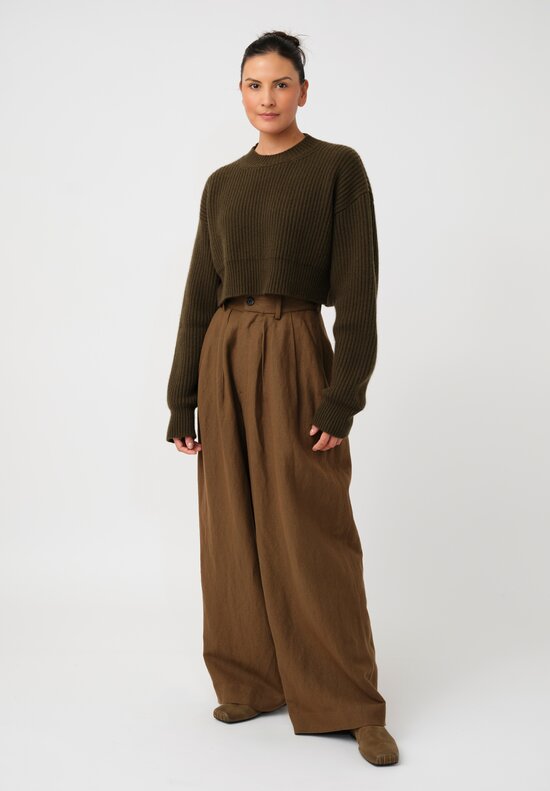 Uma Wang Cashmere Chunky Ribbed Knit Cropped Pullover