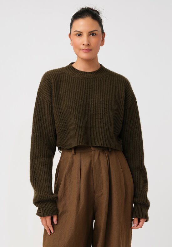 Uma Wang Cashmere Chunky Ribbed Knit Cropped Pullover