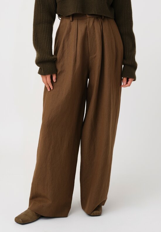 Uma Wang Linen & Virgin Wool Pleated Polina Pants