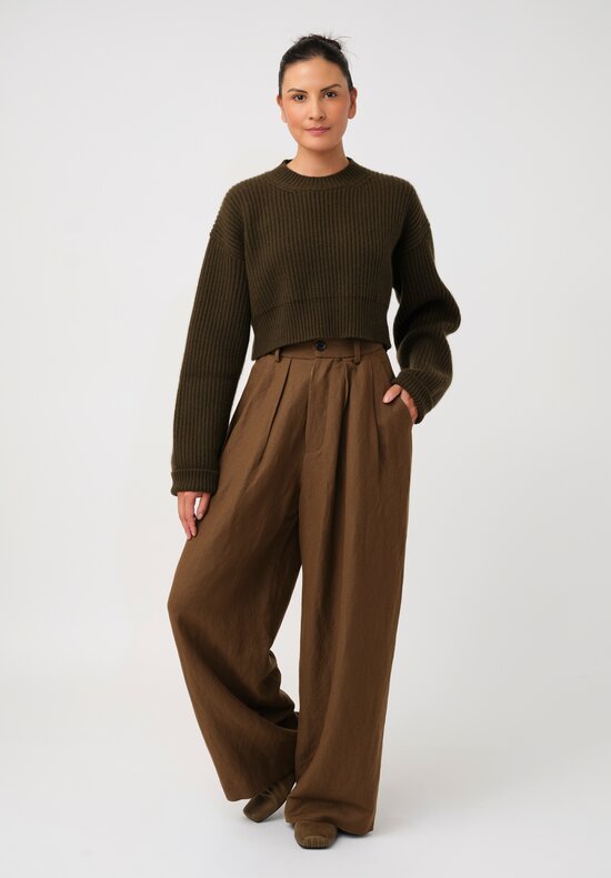 Uma Wang Linen & Virgin Wool Pleated Polina Pants
