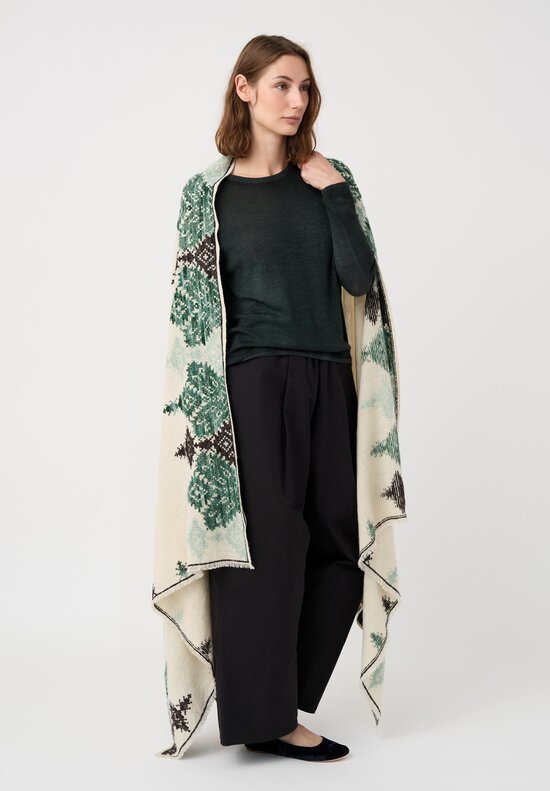 I Pezzi Dipinti Cashmere Wace Amorgos Shawl Ivory, Green