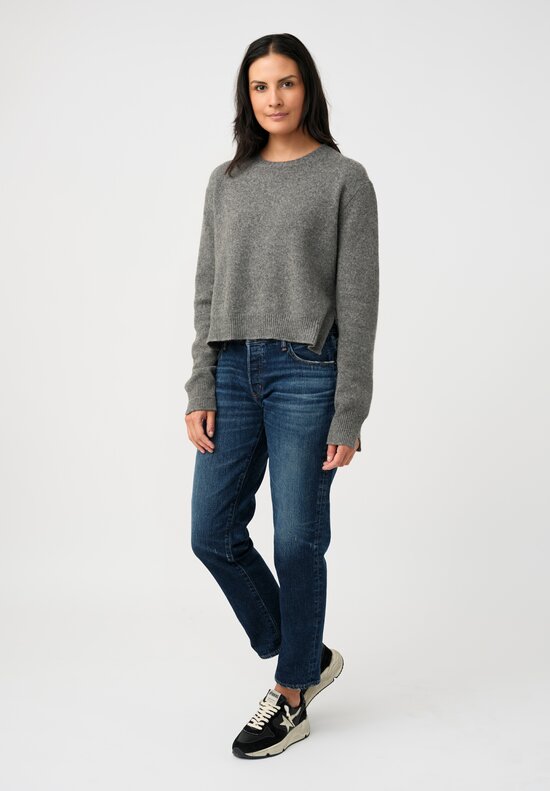 Plan C Knit Thermal Camel Hair Crewneck Sweater in Moon Grey