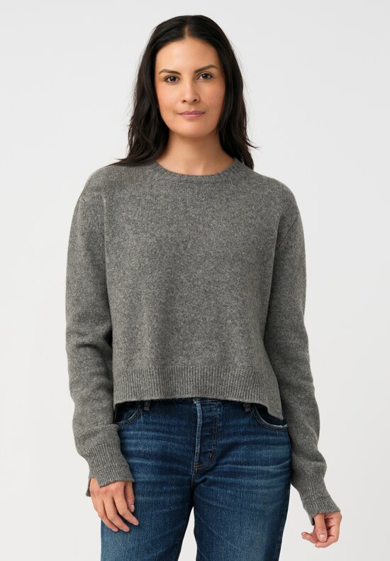 Plan C Knit Thermal Camel Hair Crewneck Sweater in Moon Grey