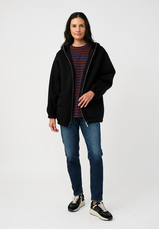 Plan C Moisture Resistant Scuba Zip Up Hooded Jacket in Black