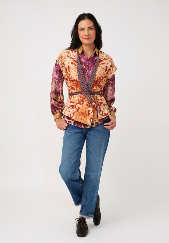 Pierre-Louis Mascia Thermal Beadox Gilet Vest in Orange Floral Tapestries