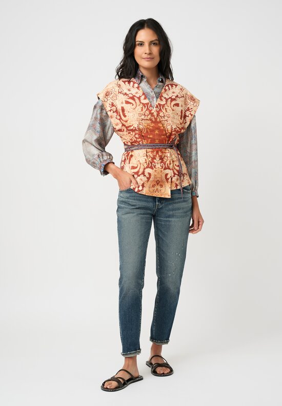 Pierre-Louis Mascia Thermal Beadox Gilet Vest in Orange Floral Tapestries