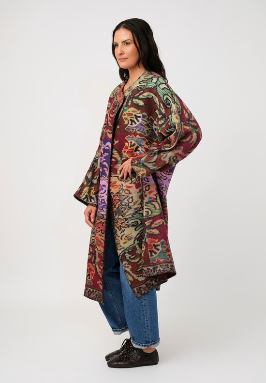 Pierre-Louis Mascia Thermal Pancake Kimono Duster in Antique Purple Tapestry