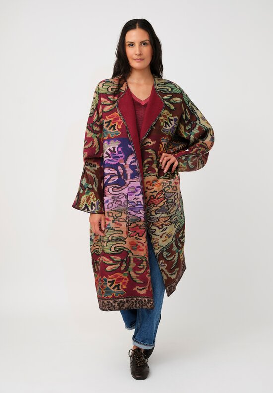 Pierre-Louis Mascia Thermal Pancake Kimono Duster in Antique Purple Tapestry