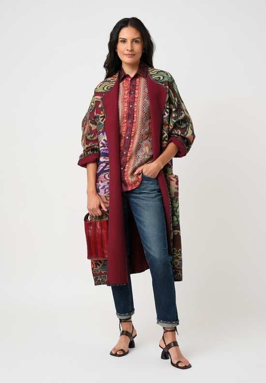 Pierre-Louis Mascia Thermal Pancake Kimono Duster in Antique Purple Tapestry