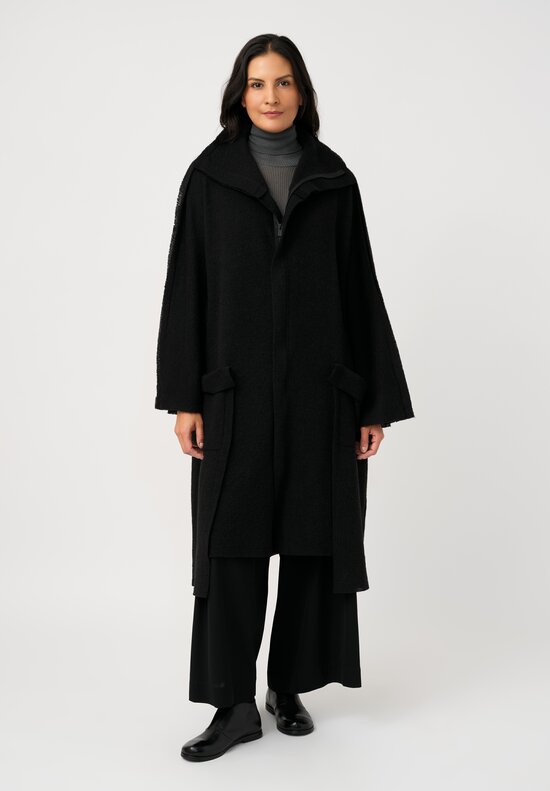 Yohji Yamamoto Bouclé Seam Detail Duster Coat