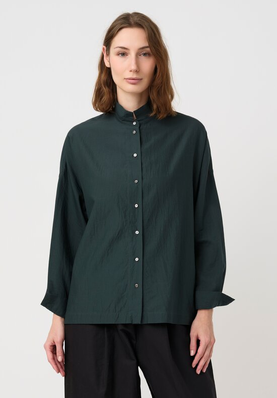Arts & Science Cotton & Silk Faille Button-Down Shirt in Dark Green