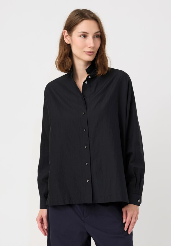 Arts & Science Cotton & Silk Faille Button-Down Shirt in Black