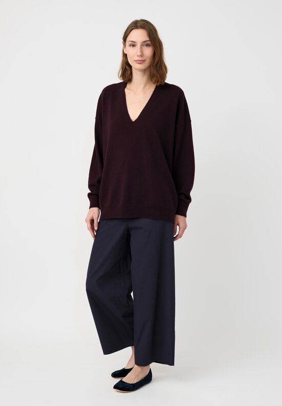 Arts & Science Cashmere V-Neck Sweater in Dark Violet Purple