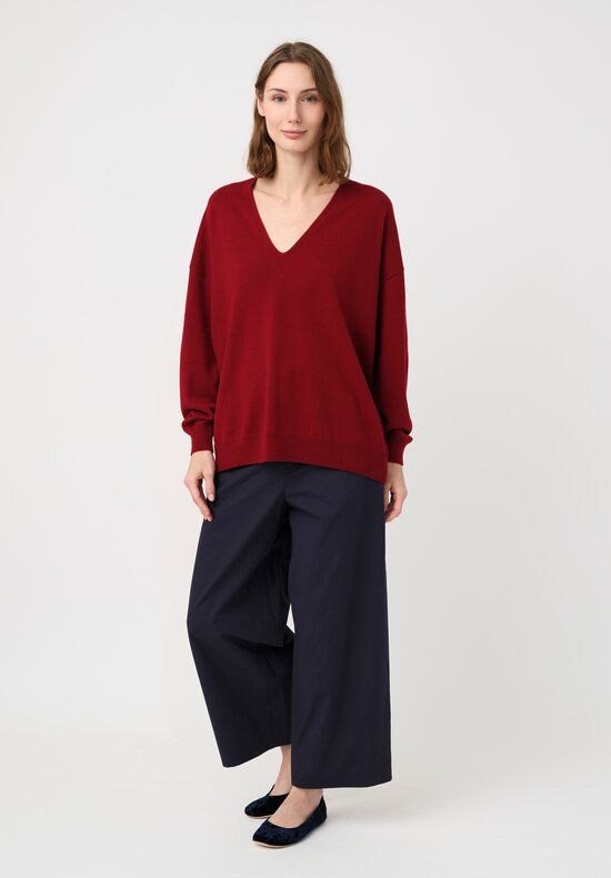 Arts & Science Cashmere V-Neck Sweater in Dark Red