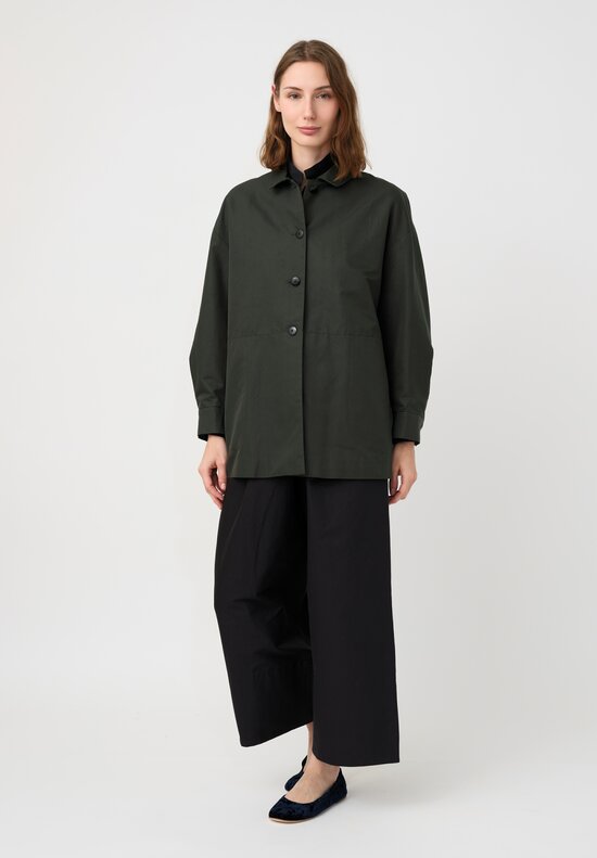 Arts & Science Cototn & Silk Dobby Button-Down Jacket in Dark Green