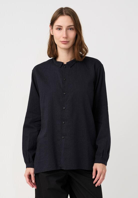 Kaval Linen Crepe Small Collar Shirt