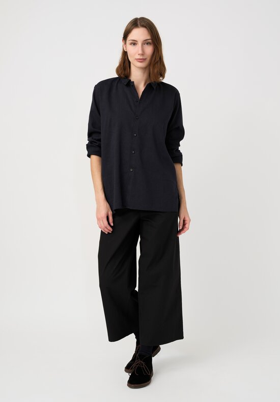 Kaval Linen Crepe Small Collar Shirt