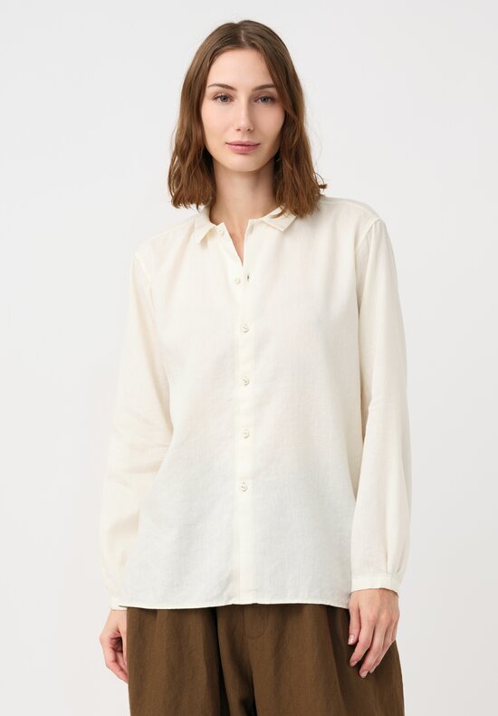 Kaval Linen Crepe Small Collar Shirt