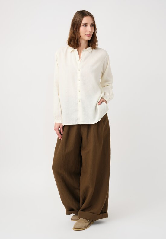 Kaval Linen Crepe Small Collar Shirt