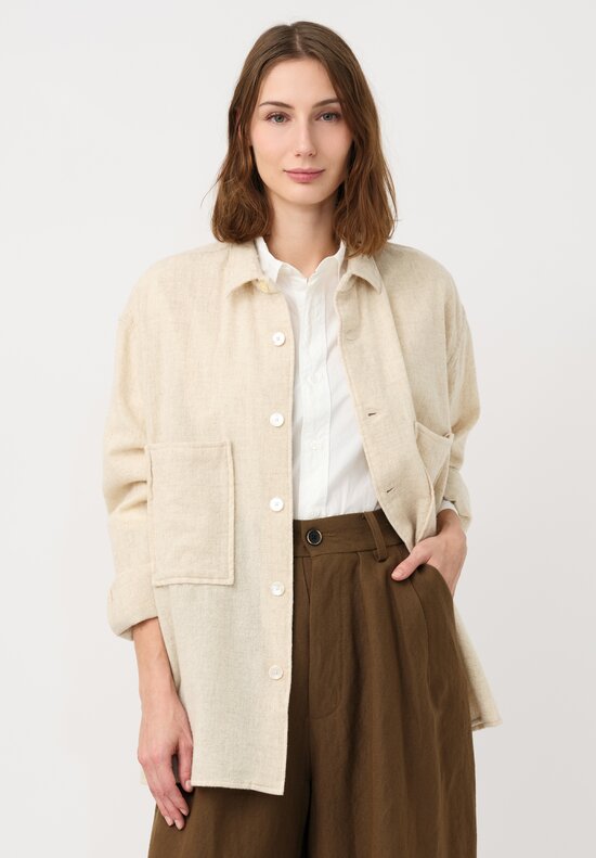 Kaval Etamine Wide Box Hem Pocket Shirt