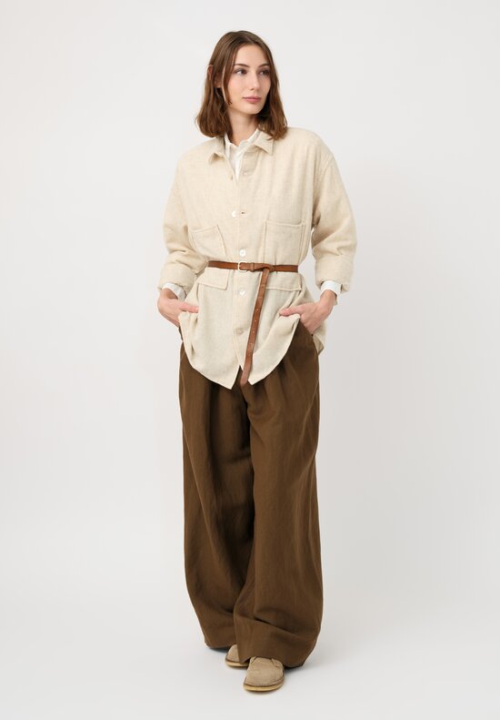 Kaval Etamine Wide Box Hem Pocket Shirt