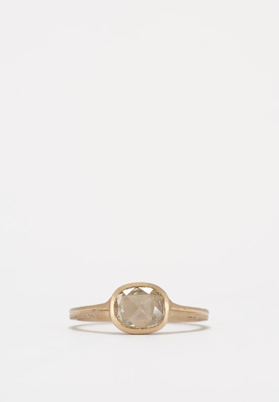 Anaconda 18K Matte White Gold Gunilla Ring with Cushion Cut Diamond & Filigree Lace Engraving