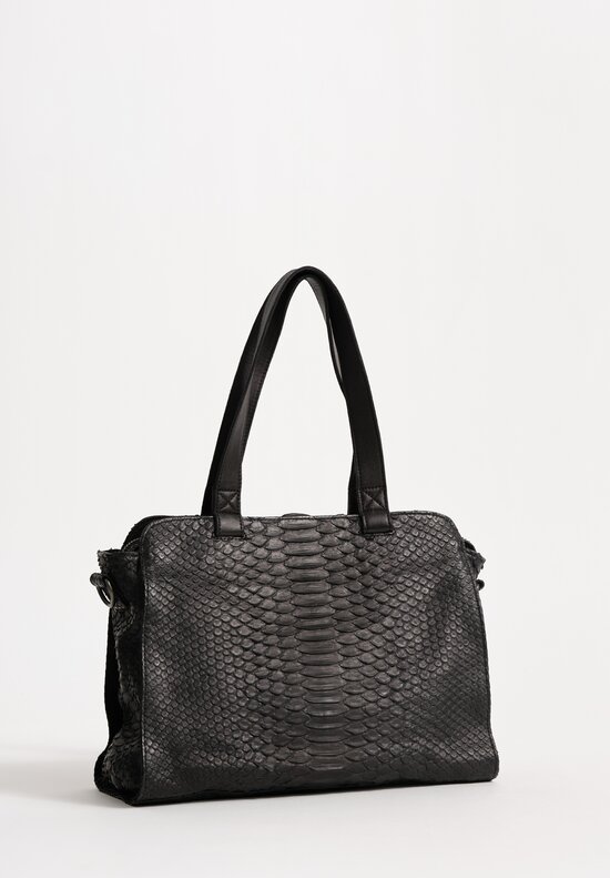 Christian Peau Medium Python Bag Black
