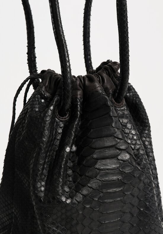 Christian Peau Python Leather Large Drawstring Bag
