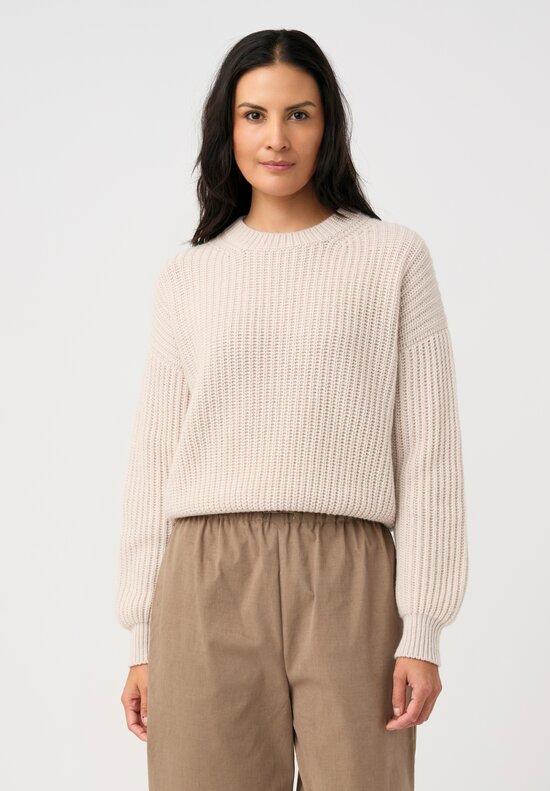 Iris Von Arnim Cashmere Stonewashed Avelina Sweater in Natural Alabaster