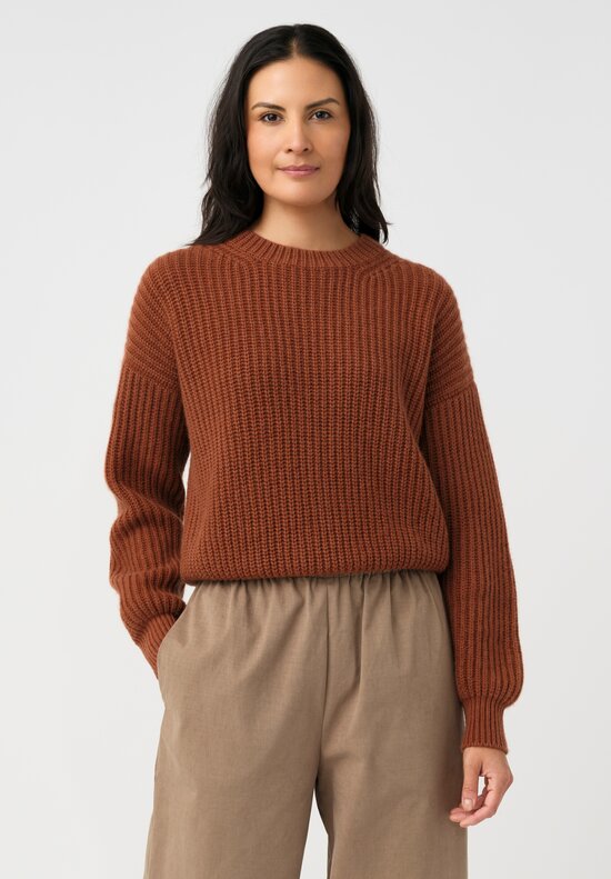 Iris Von Arnim Cashmere Stonewashed Avelina Sweater in Rosewood Brown