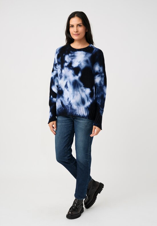 Iris Von Arnim Cashmere Como Sweater in Navy & White Tie-Dye