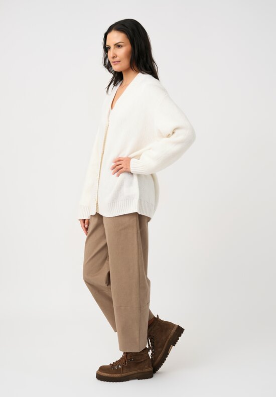 Iris Von Arnim Cashmere & Silk Elowen Button-Down Cardigan in Off White