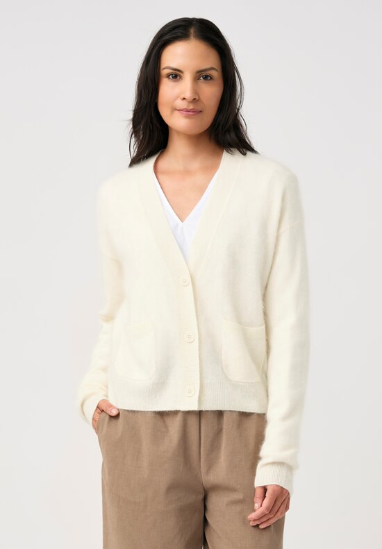 Iris Von Arnim Brushed Cashmere Seraphina Cardigan in Off White