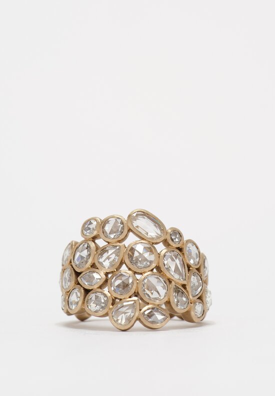 Anaconda 18K Matte White Gold Explosion Ring with Diamond Clusters