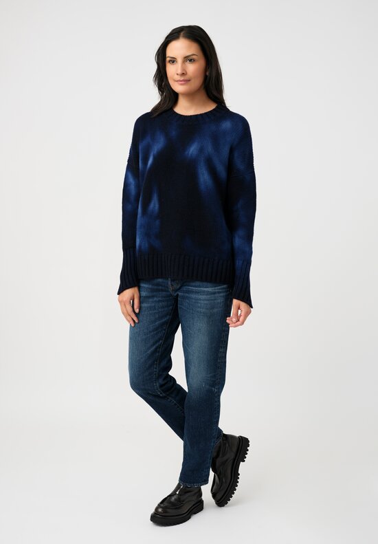 Iris Von Arnim Cashmere Como Sweater in Navy Tie-Dye