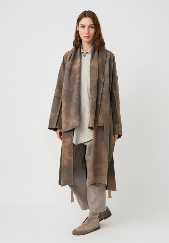Forme d'Expression Thermal Raw-Edged Wrap Coat in Desert Sand & Ash Grey