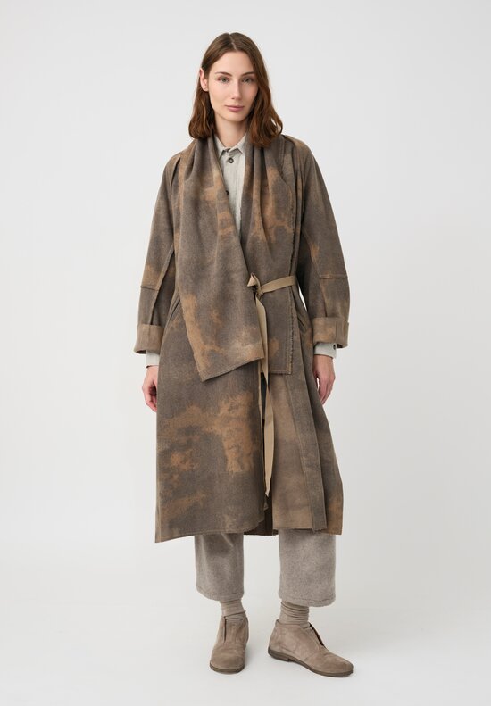 Forme d'Expression Thermal Raw-Edged Wrap Coat in Desert Sand & Ash Grey