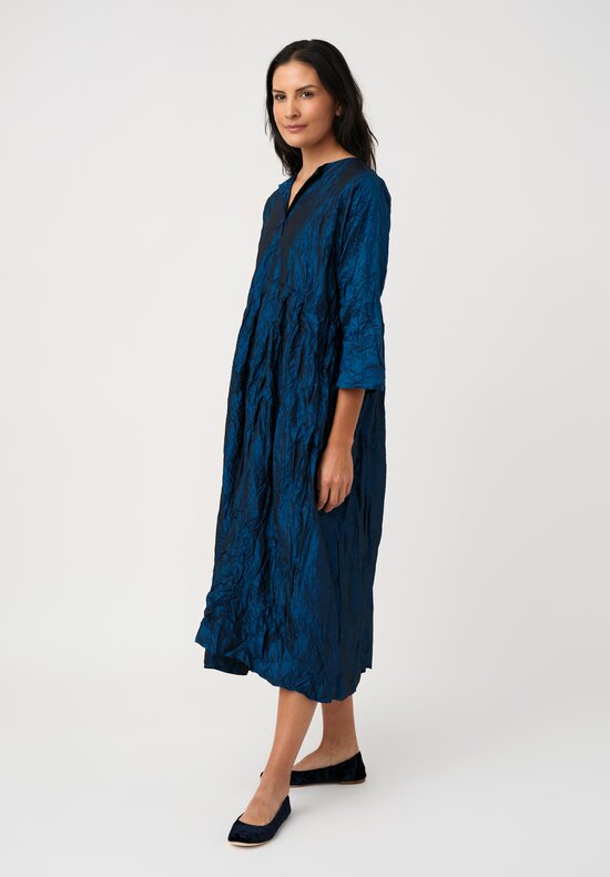 Daniela Gregis Washed Silk Spezia Operaio Dress in Petrol Blue