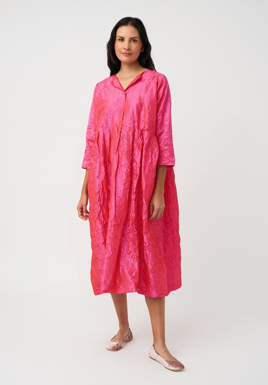 Daniela Gregis Washed Silk Spezia Operaio Dress in Fuchsia & Cherry Red