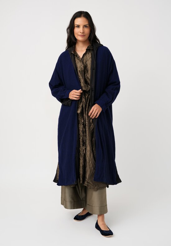 Daniela Gregis Washed Silk Spicchi Colletto Collared Dress in Dark Bronze