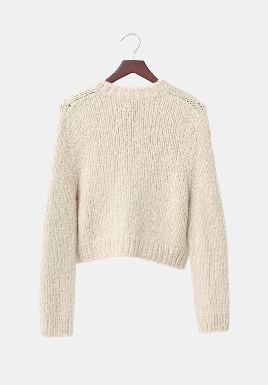 Wommelsdorff Cashmere & Silk Hand-Knit Tara Button-Up Sweater in Ivory & Latte Cream	