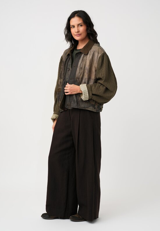 Ziggy Chen Cotton Stardust Bomber Jacket in Marbled Olive Green