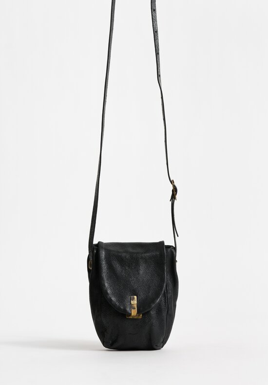 Ziggy Chen Small Leather Shoulder Bag Ebony Black