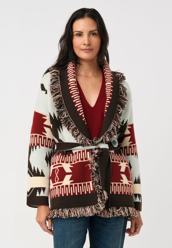 Alanui Double Jacquard Knit Cashmere Geometric Pattern Icon Cardigan	