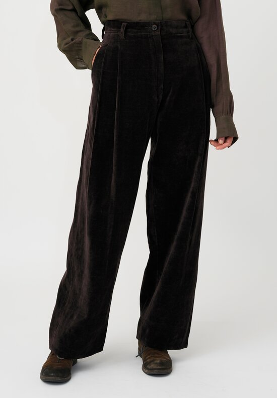 Ziggy Chen Cotton Velvet Knife Pleat Pants